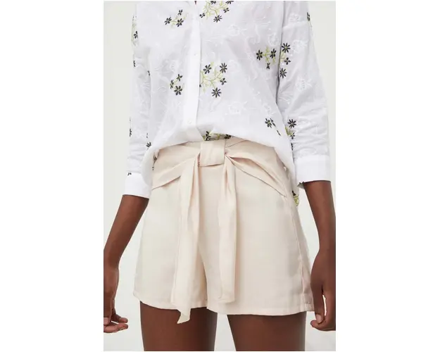 Answear Lab pantaloni scurti femei, culoarea bej, neted, high waist