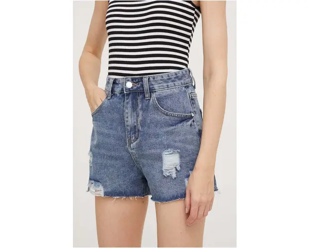 Answear Lab pantaloni scurti jeans femei, neted, high waist