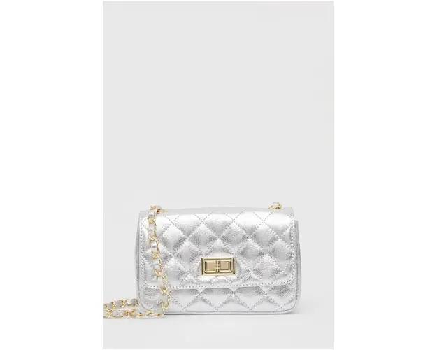 Answear Lab poseta de piele x colectia limitata SISTERHOOD culoarea argintiu
