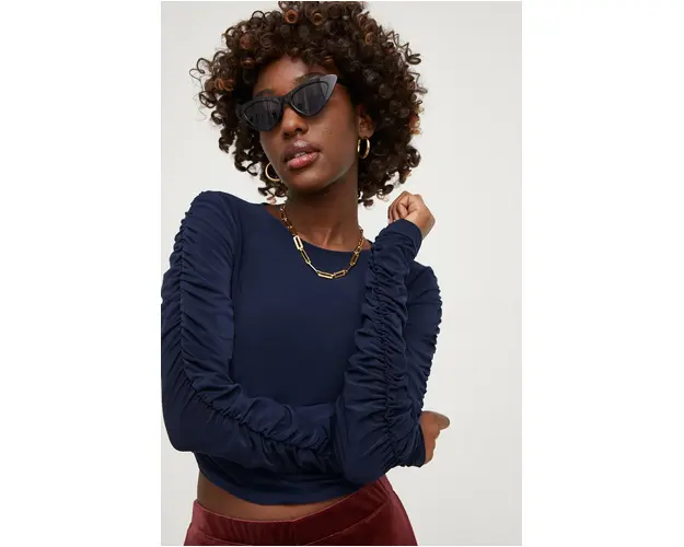 Answear Lab longsleeve culoarea albastru marin