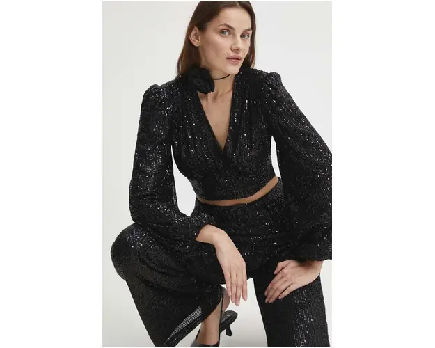 Answear Lab bluza femei, culoarea negru, neted
