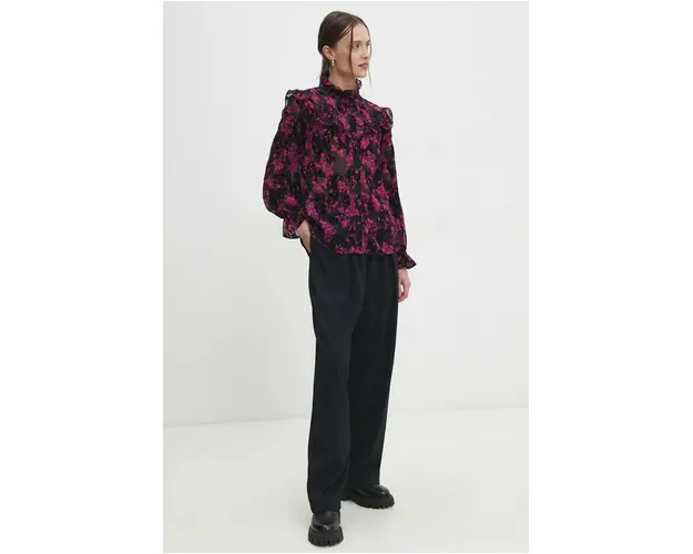 Answear Lab camasa femei, culoarea roz, cu guler stand-up, regular