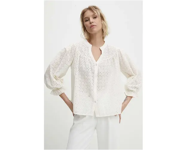 Answear Lab bluza din bumbac femei, culoarea alb, neted