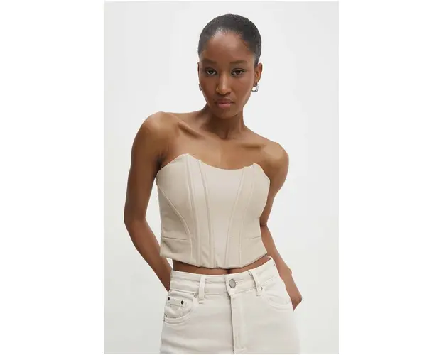 Answear Lab top culoarea bej, neted