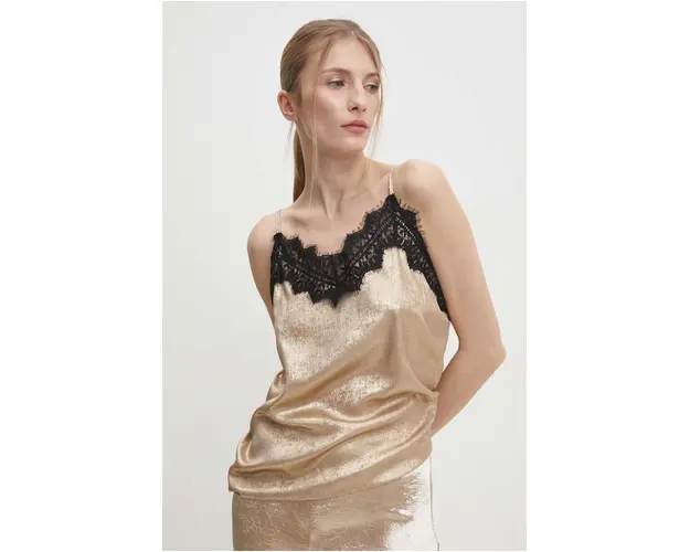 Answear Lab top culoarea auriu, neted