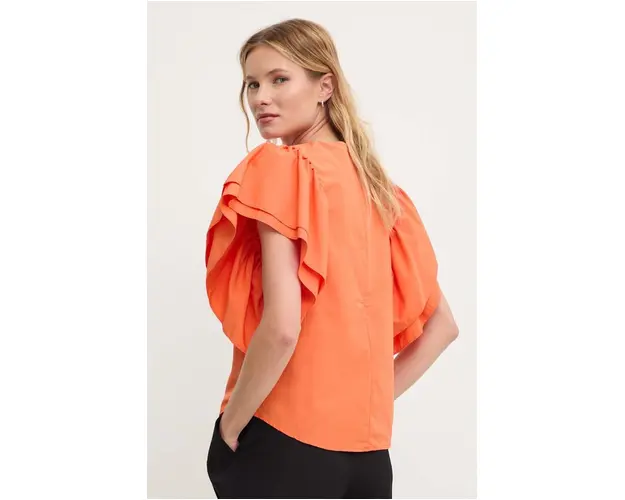 Answear Lab bluza din bumbac femei, culoarea portocaliu, neted