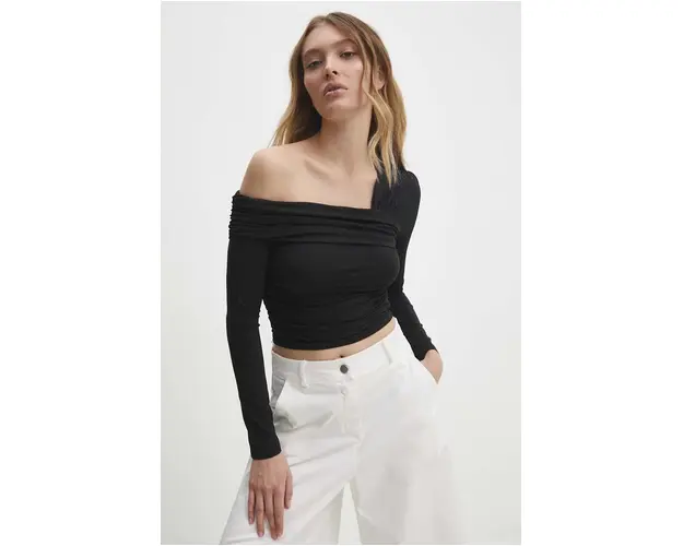 Answear Lab bluza femei, culoarea negru, neted