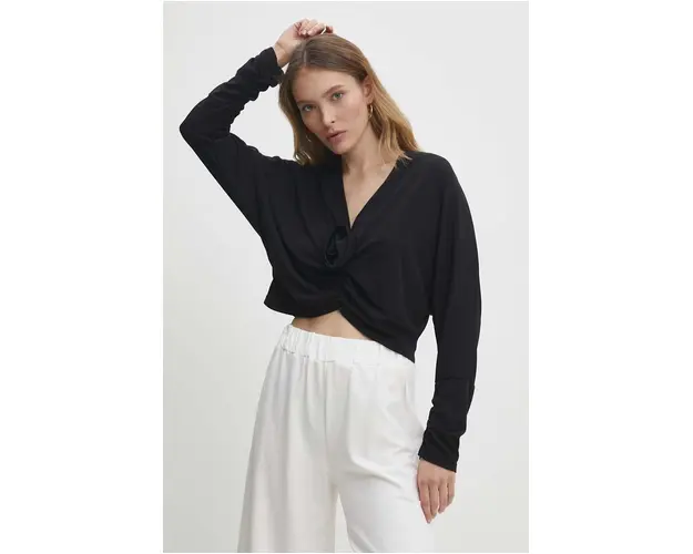 Answear Lab bluza femei, culoarea negru, neted