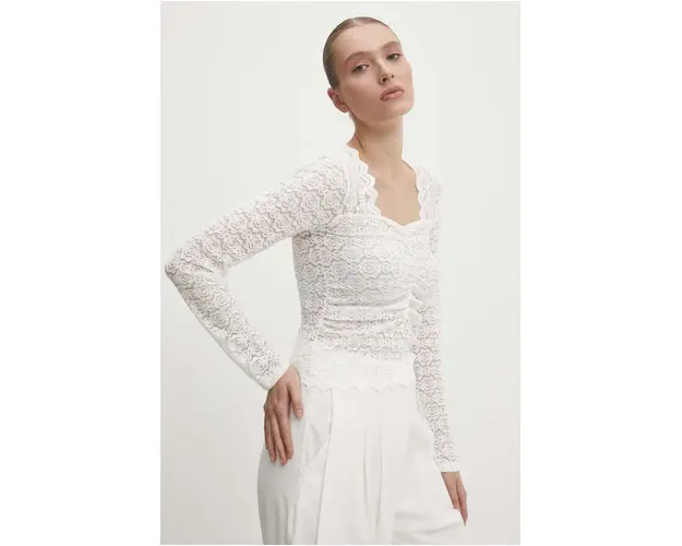 Answear Lab bluza femei, culoarea alb, neted