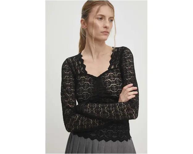 Answear Lab bluza femei, culoarea negru, neted
