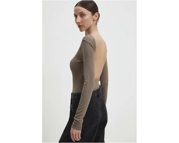 Answear Lab body femei, culoarea maro, neted