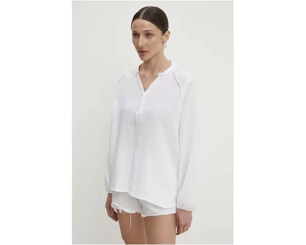 Answear Lab bluza din bumbac femei, culoarea alb, neted