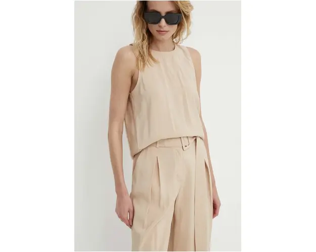 Answear Lab bluza femei, culoarea bej, neted