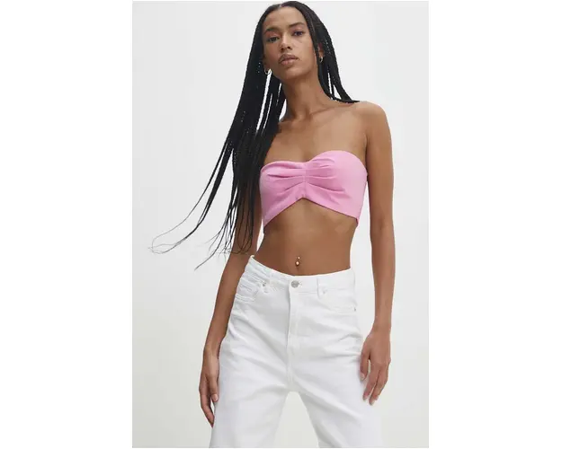 Answear Lab top culoarea roz, neted