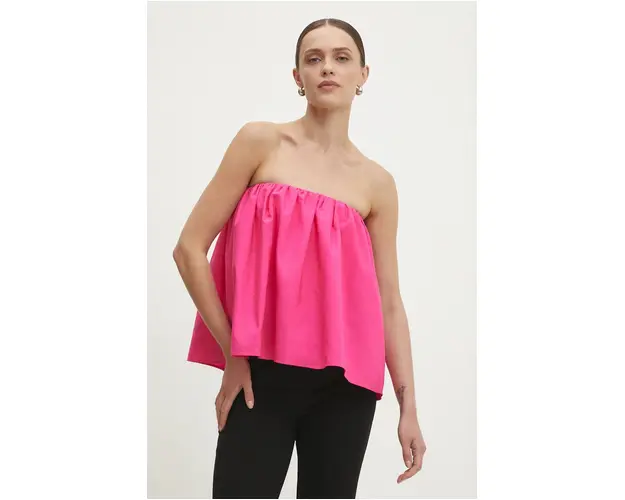 Answear Lab top din bumbac culoarea roz, neted