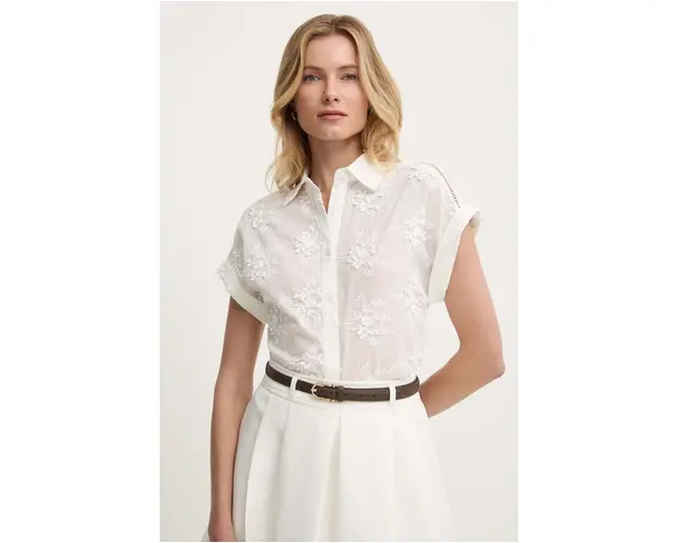 Answear Lab camasa din bumbac femei, culoarea alb, cu guler clasic, regular