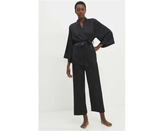 Answear Lab pijama femei, culoarea negru