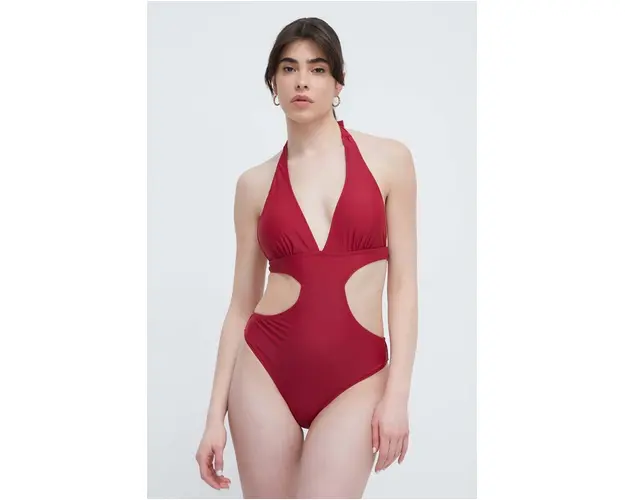Answear Lab costum de baie dintr-o bucata culoarea bordo, cupa usor rigidizata