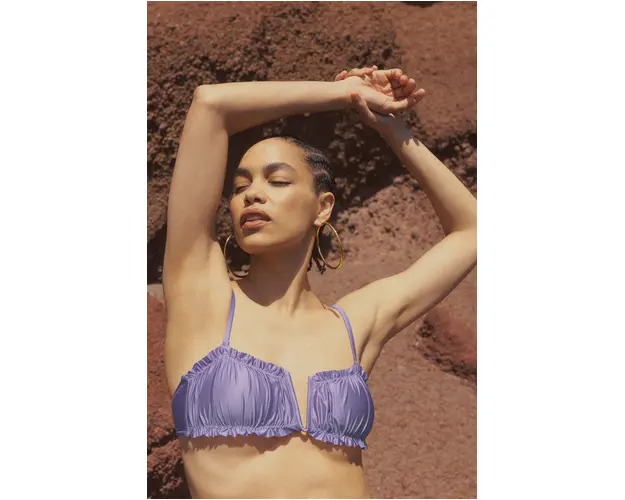 Answear Lab sutien de baie culoarea violet, cupa usor rigidizata