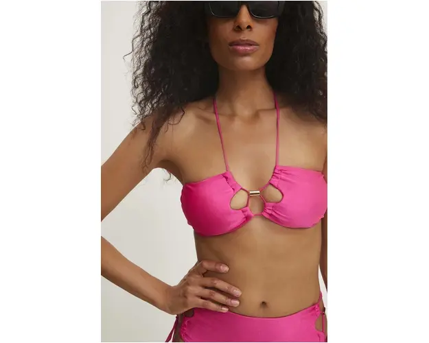 Answear Lab sutien de baie culoarea roz, cupa usor rigidizata