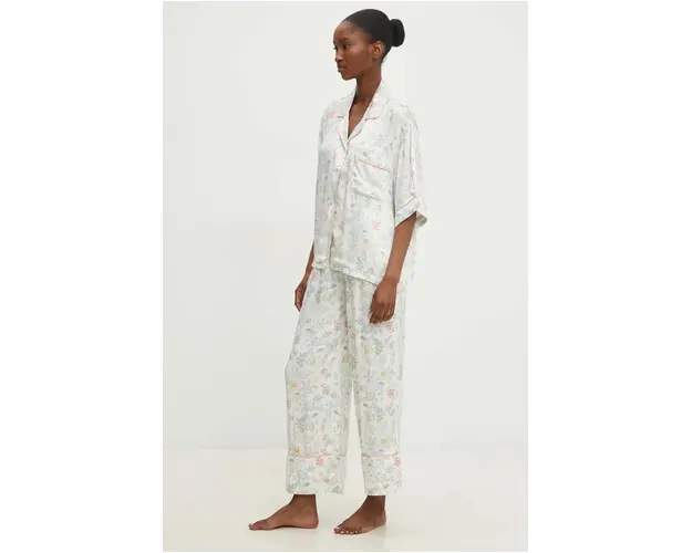 Answear Lab pijama femei, culoarea alb