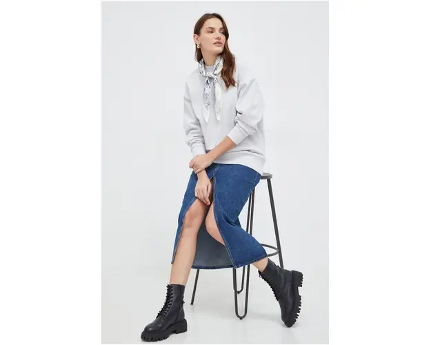 Answear Lab hanorac de bumbac femei, culoarea gri, neted