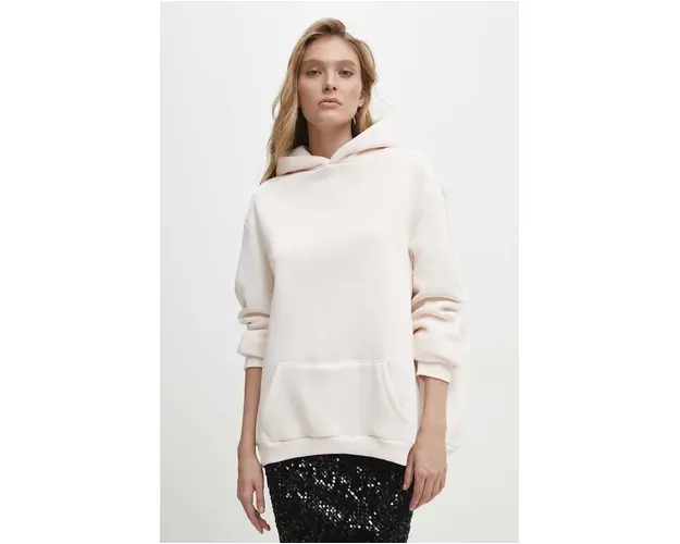 Answear Lab bluza femei, culoarea roz, cu gluga, neted