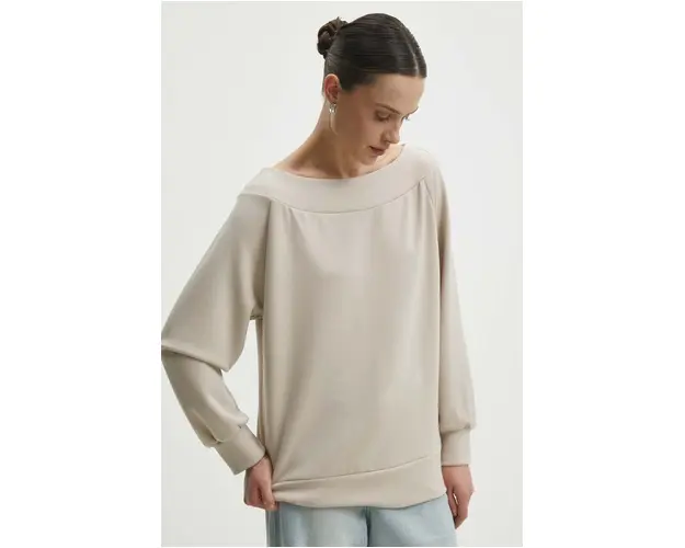 Answear Lab bluza femei, culoarea bej, neted