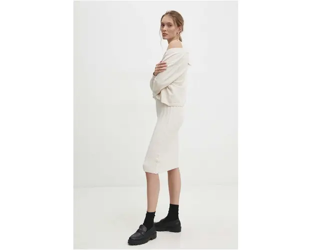 Answear Lab rochie si cardigan culoarea bej