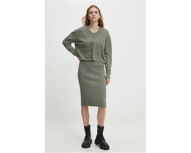 Answear Lab rochie si cardigan culoarea verde