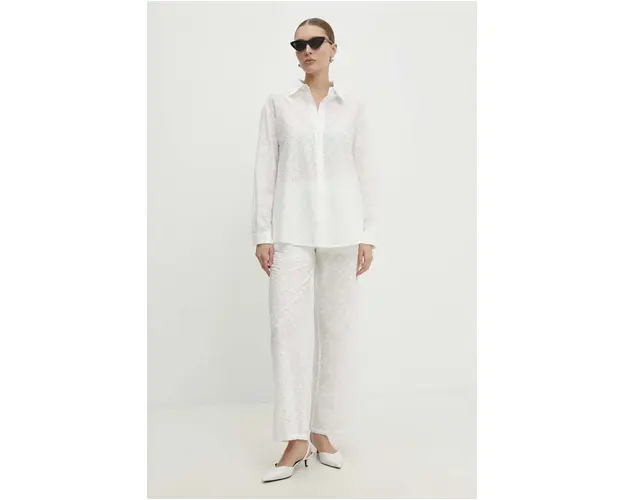 Answear Lab camasa si pantaloni culoarea alb