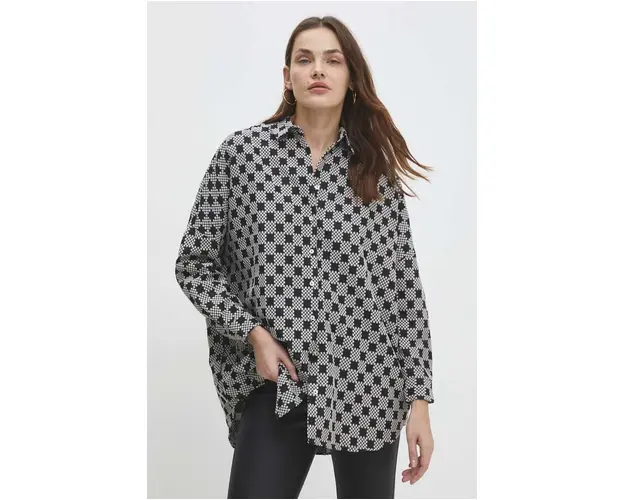 Answear Lab camasa femei, culoarea negru, cu guler clasic, relaxed