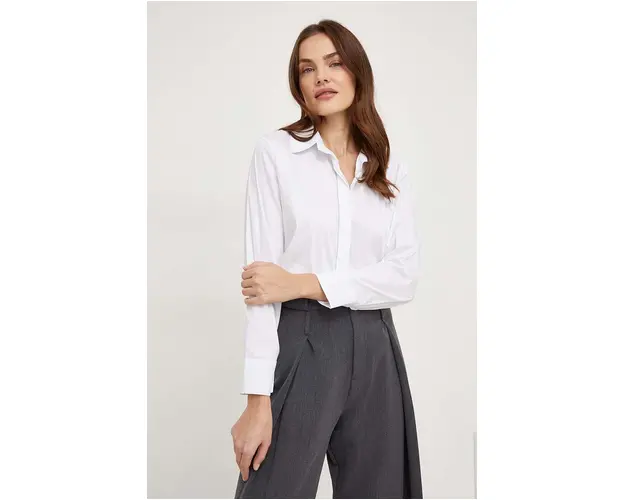 Answear Lab camasa din bumbac femei, culoarea alb, cu guler clasic, regular