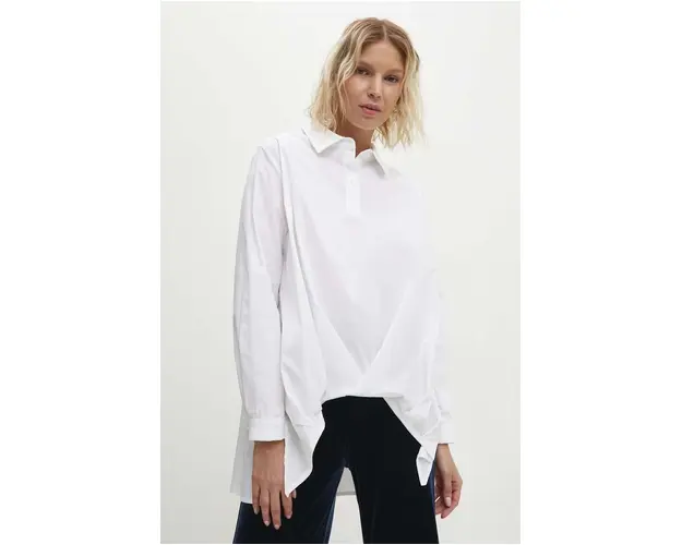 Answear Lab bluza femei, culoarea alb, cu guler clasic, relaxed