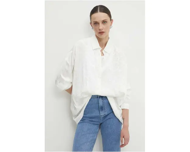 Answear Lab camasa femei, culoarea alb, cu guler clasic, relaxed