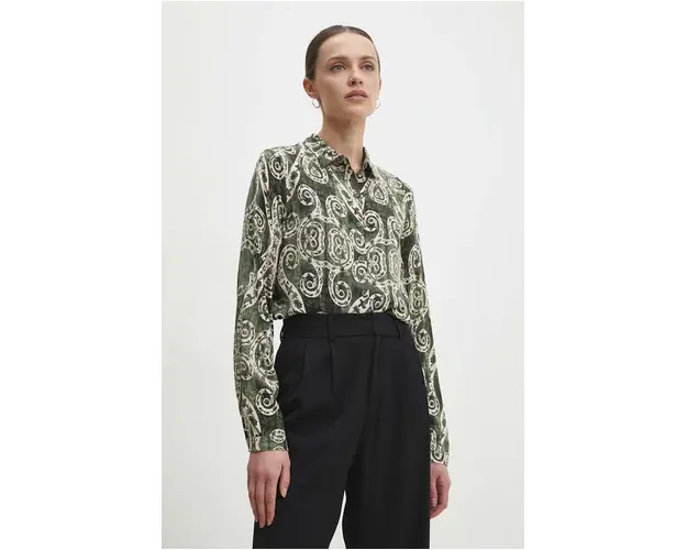 Answear Lab camasa femei, culoarea verde, cu guler clasic, regular