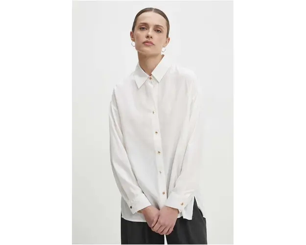 Answear Lab camasa femei, culoarea alb, cu guler clasic, relaxed