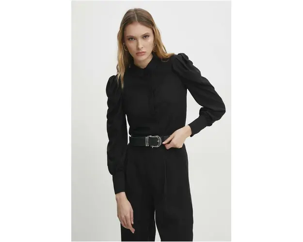 Answear Lab camasa femei, culoarea negru, cu guler clasic, regular