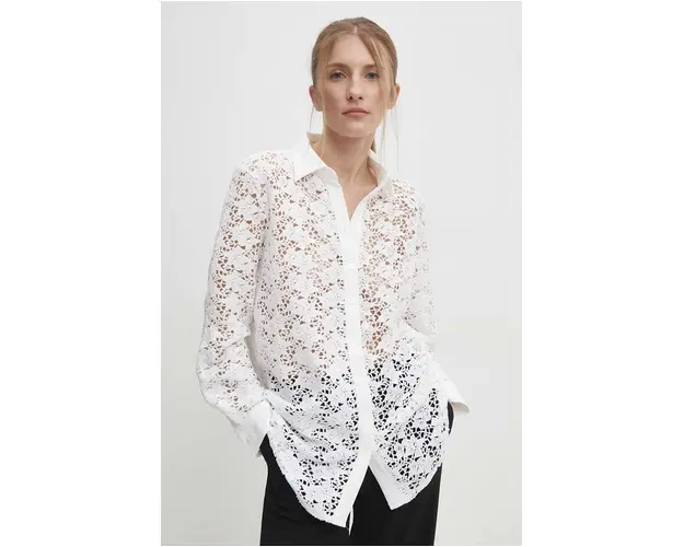 Answear Lab camasa femei, culoarea alb, cu guler clasic, regular