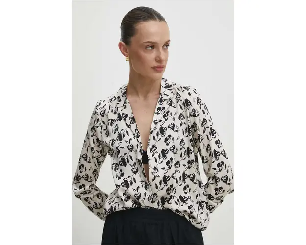Answear Lab camasa femei, culoarea alb, cu guler clasic, regular