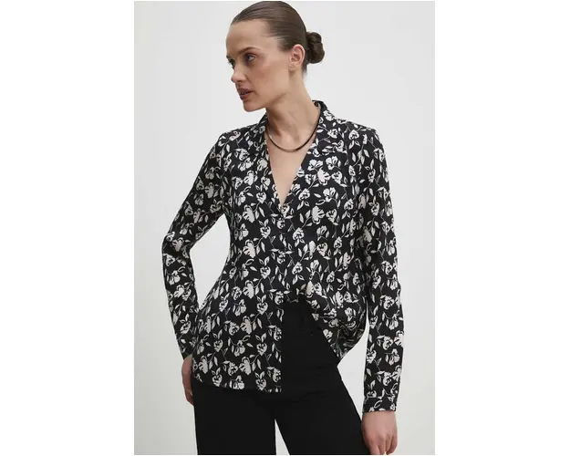 Answear Lab camasa femei, culoarea negru, cu guler clasic, regular