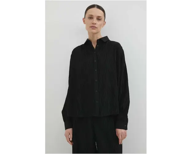 Answear Lab camasa femei, culoarea negru, cu guler clasic, regular