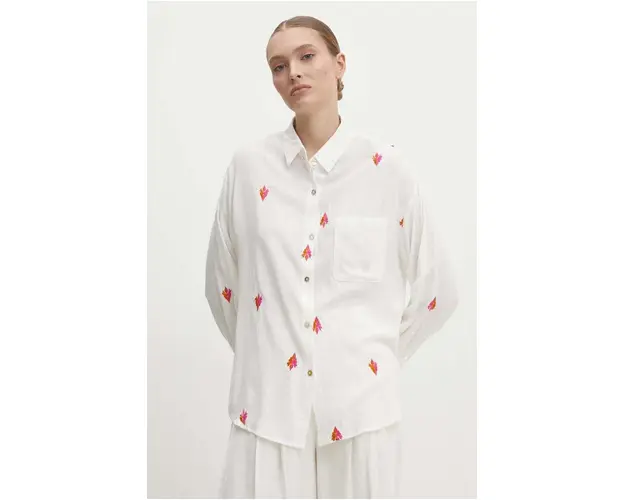Answear Lab camasa femei, culoarea alb, cu guler clasic, relaxed