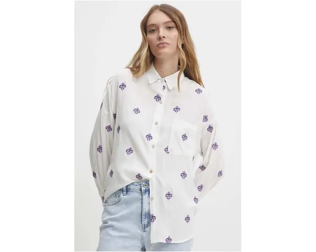 Answear Lab camasa femei, culoarea alb, cu guler clasic, relaxed