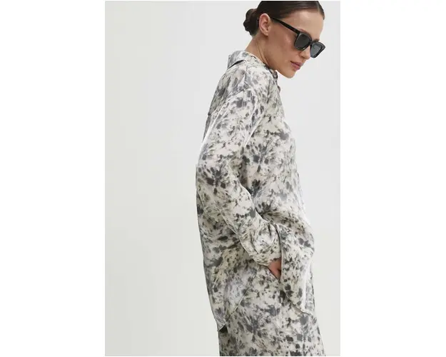 Answear Lab camasa femei, culoarea bej, cu guler clasic, relaxed