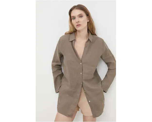 Answear Lab camasa de in culoarea verde, cu guler clasic, relaxed