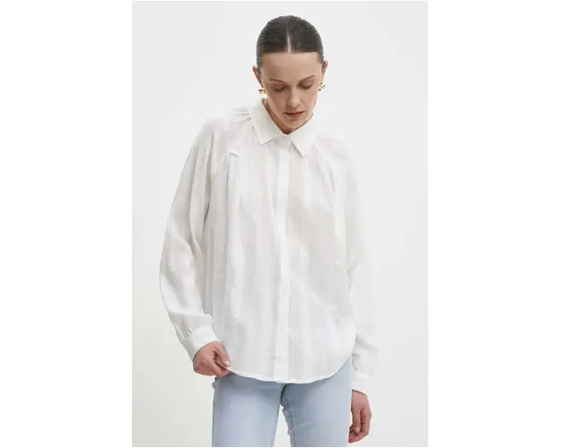 Answear Lab camasa din bumbac femei, culoarea alb, cu guler clasic, regular