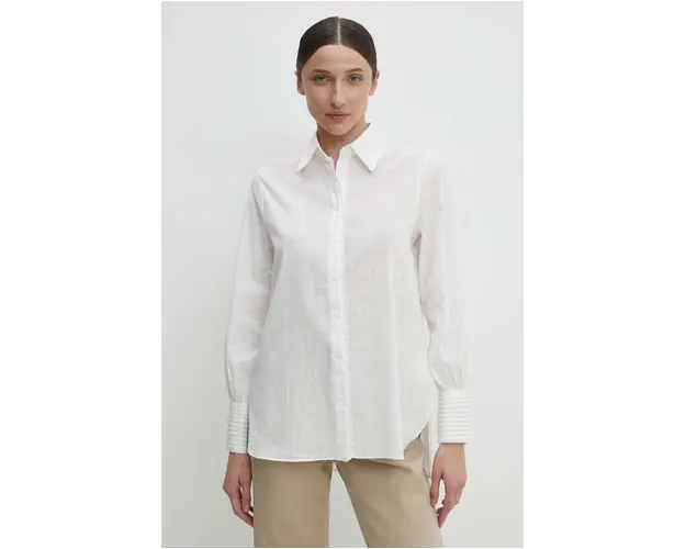 Answear Lab camasa din bumbac femei, culoarea alb, cu guler clasic, regular