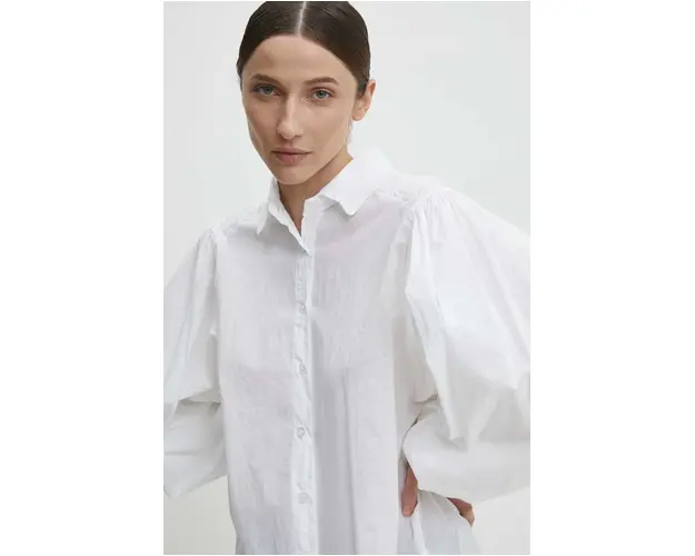 Answear Lab camasa din bumbac femei, culoarea alb, cu guler clasic, relaxed