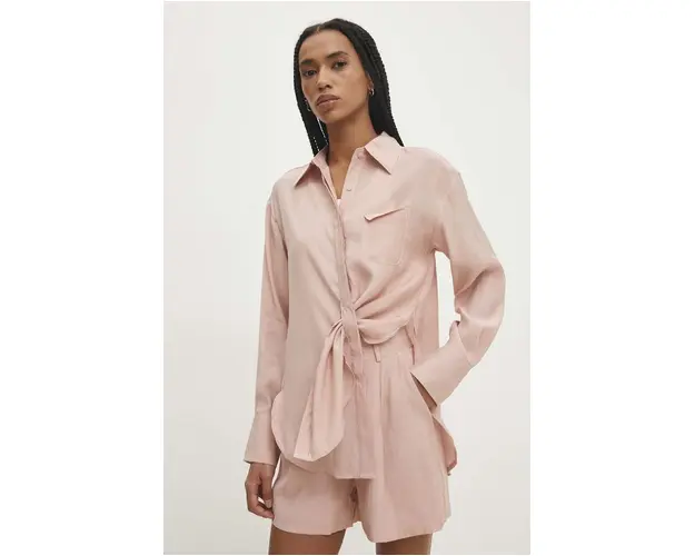 Answear Lab camasa femei, culoarea roz, cu guler clasic, relaxed